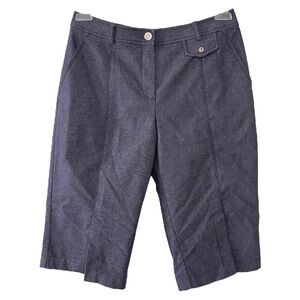 St John Sport Marie Gray Chambray Cargo Golf Bermuda Short Womens 6 Pleated High